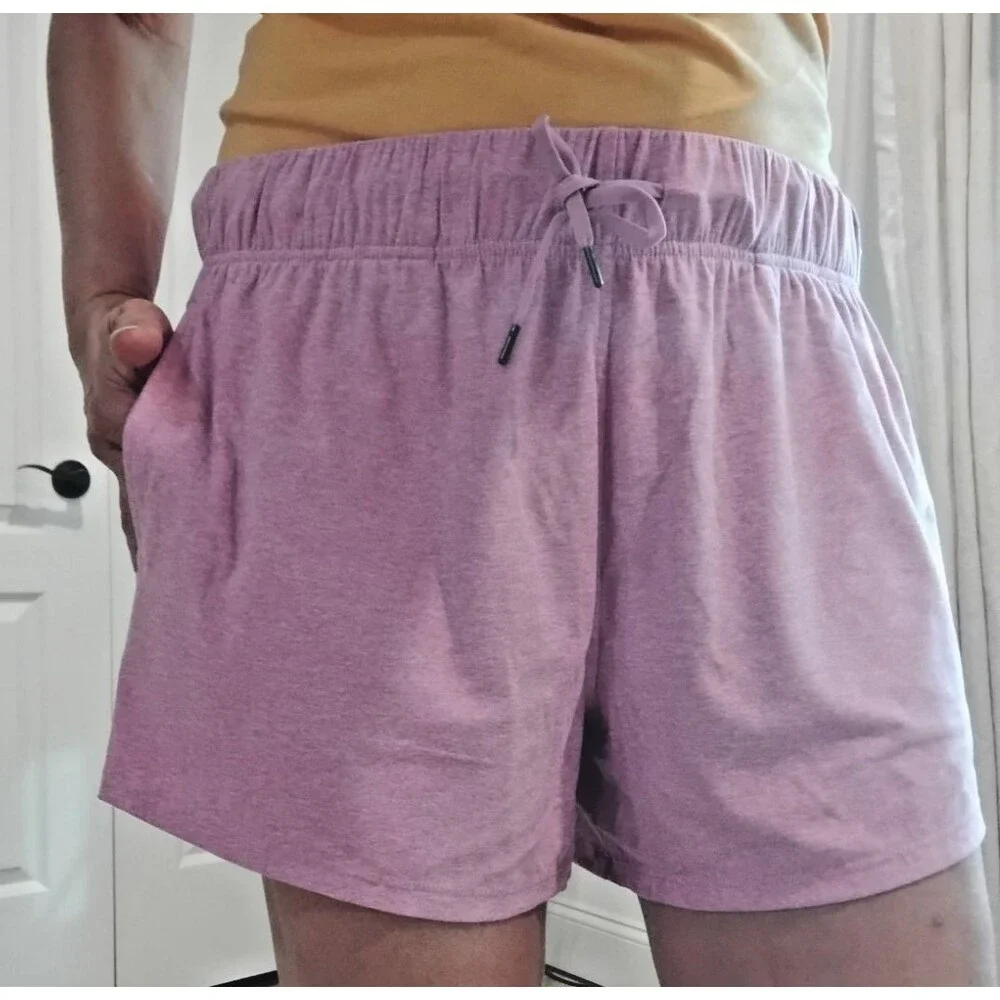 New Gym Shorts with Pockets Women L High Waist Pink Whimsy Soft 💕 Stretchy Boho